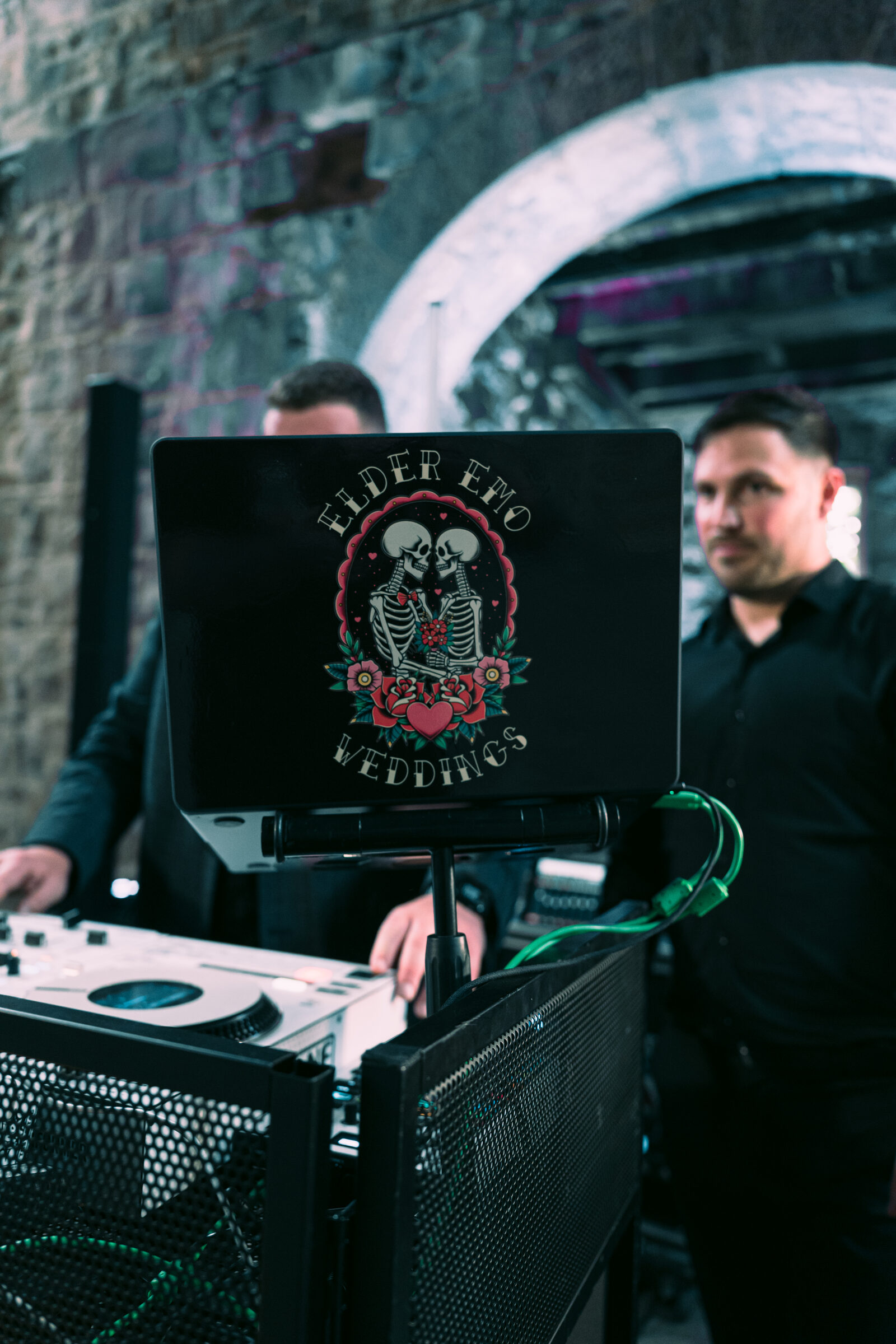 Alternative wedding photo booth with custom props